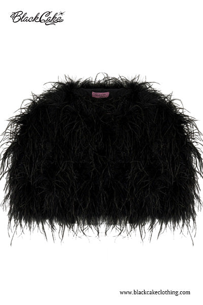 Ultra Black Luxe Premium Feather Capelet