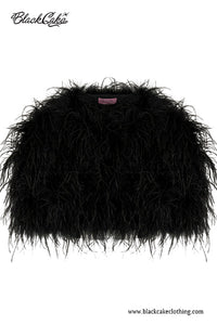 Ultra Black Luxe Premium Feather Capelet