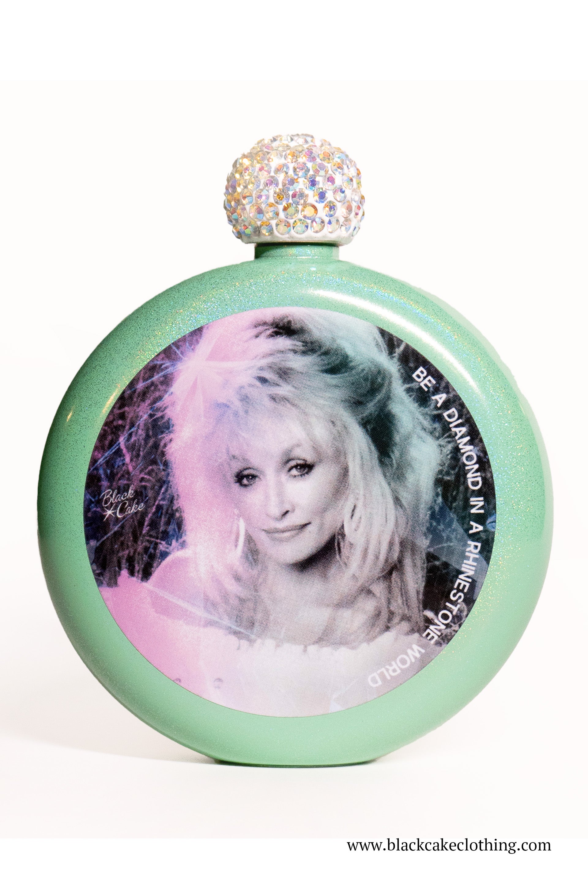 Limited Edition Festival Dolly Parton Tribute Glitter Retro Mint Spirit Flask
