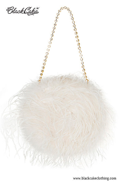 Hollywood Glam Natural Feather Pouch Handbag
