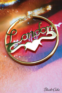 Royal Posh Punk London Nameplate Hoop Earrings