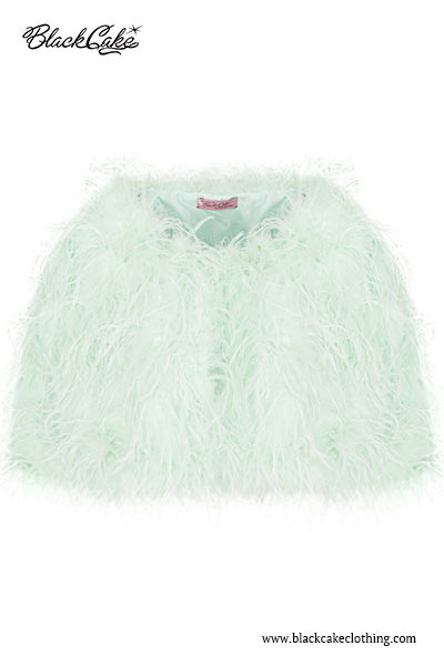 Mint Ostrich Feather Bolero