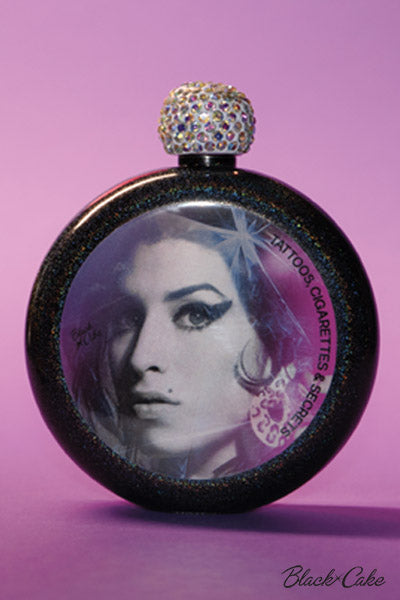 Back To Black Limited Edition Amy Tribute Glitter Iridescent Spirit Flask
