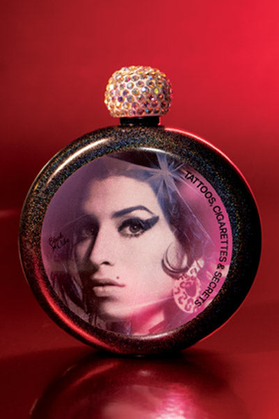 Back To Black Limited Edition Amy Tribute Glitter Iridescent Spirit Flask