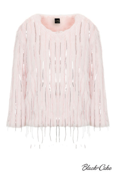 Barbie Girl Pink Festival Style Faux Fur Vegan Sequin Jacket
