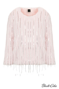 Barbie Girl Pink Festival Style Faux Fur Vegan Sequin Jacket