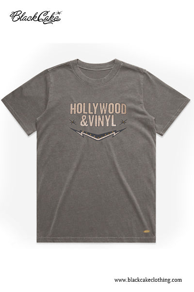 Hollywood & Vinyl Rock N Roll Bling Bling Glitter Heavy Faded Tee