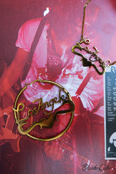 City Of Angels Los Angeles Nameplate Hoop Earrings