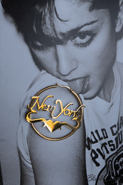 New York Nameplate Hoop Earrings – Big City Energy, Big Hoop Dreams