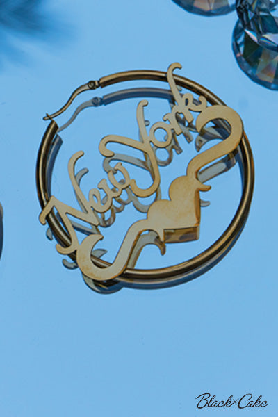 New York Nameplate Hoop Earrings – Big City Energy, Big Hoop Dreams