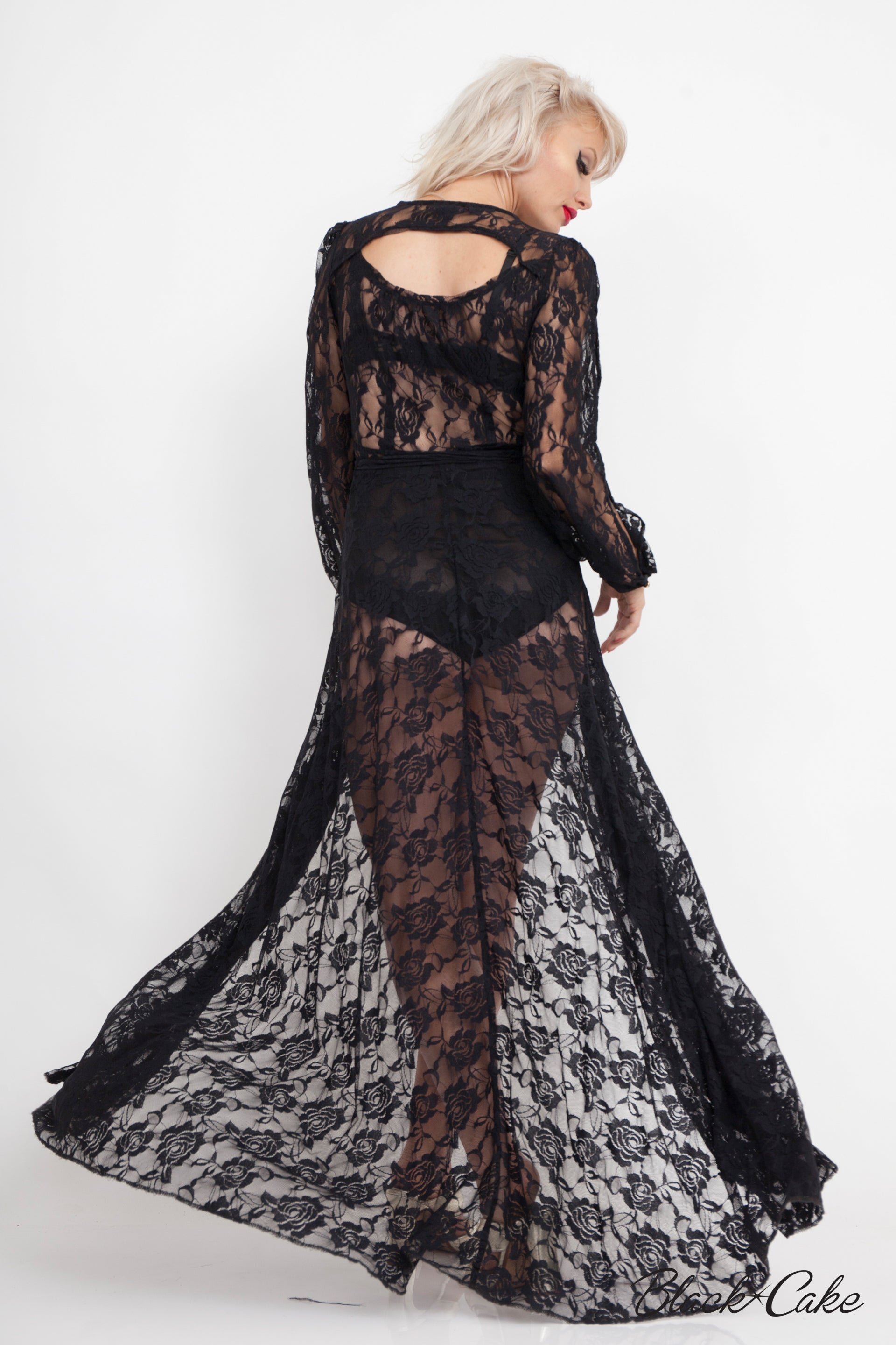 STARLET BLACK LACE WRAP DRESS BlackCakeClothing STARLET BLACK LACE WRAP DRESS BlackCakeClothing