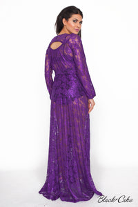 STARLET PLUM LACE WRAP DRESS