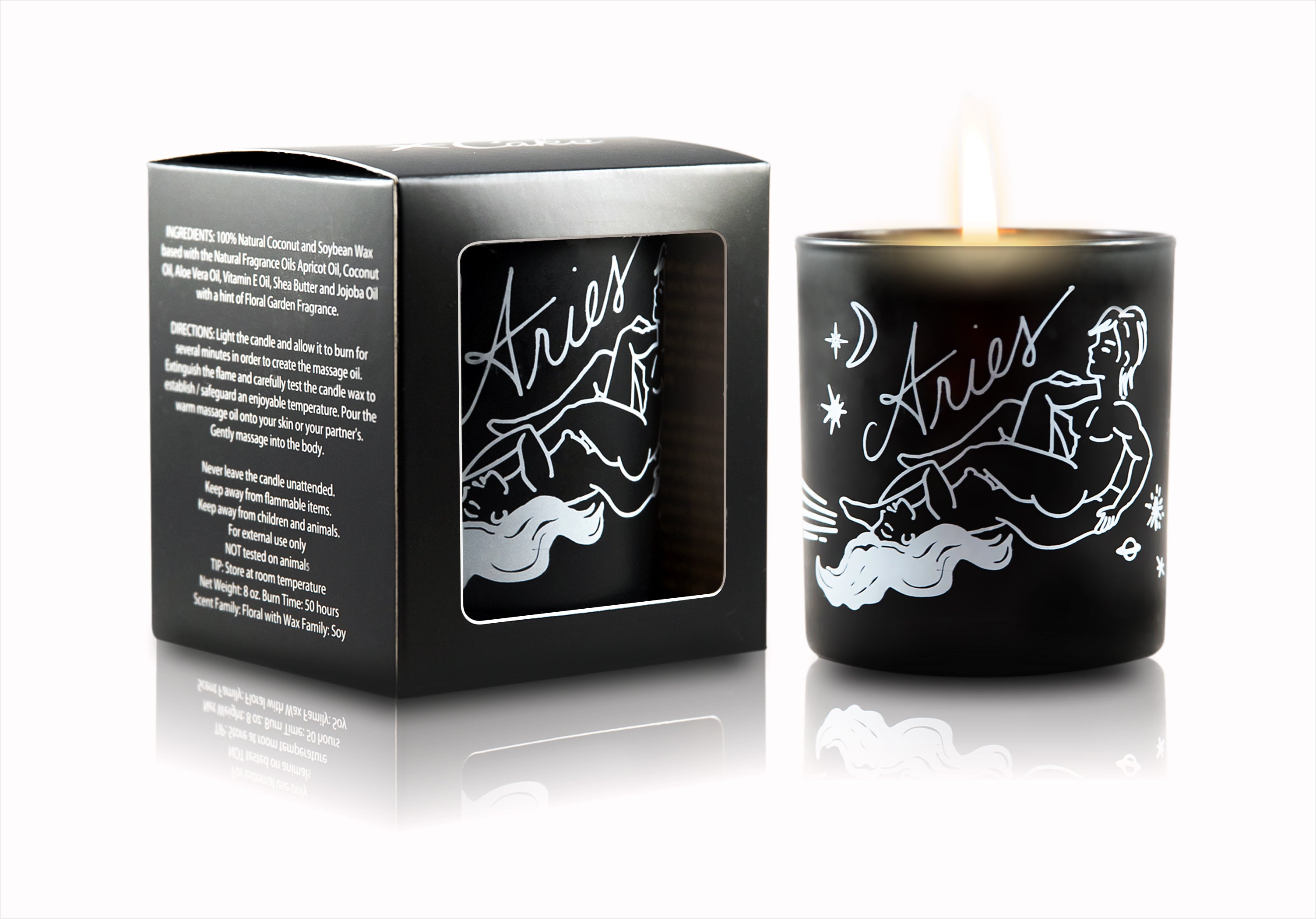 Zodiac Massage Candle Aries, Garden Floral Fragrance