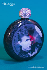 Limited Edition David Bowie Tribute Glitter Iridescent Spirit Flask